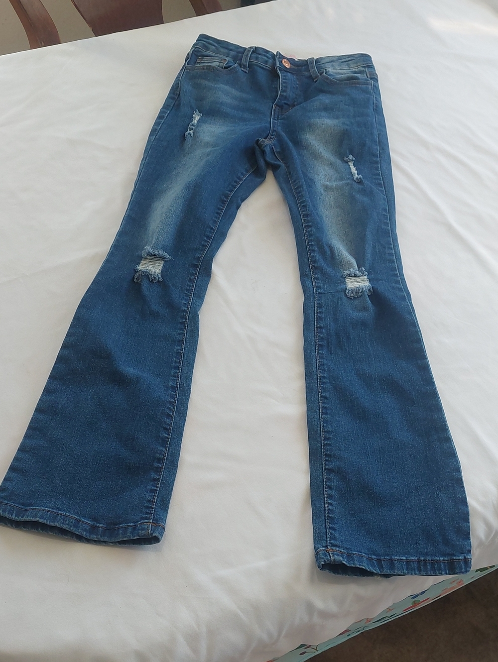 Denim Diva Blue Distressed Flare Jeans.Girls Size 12